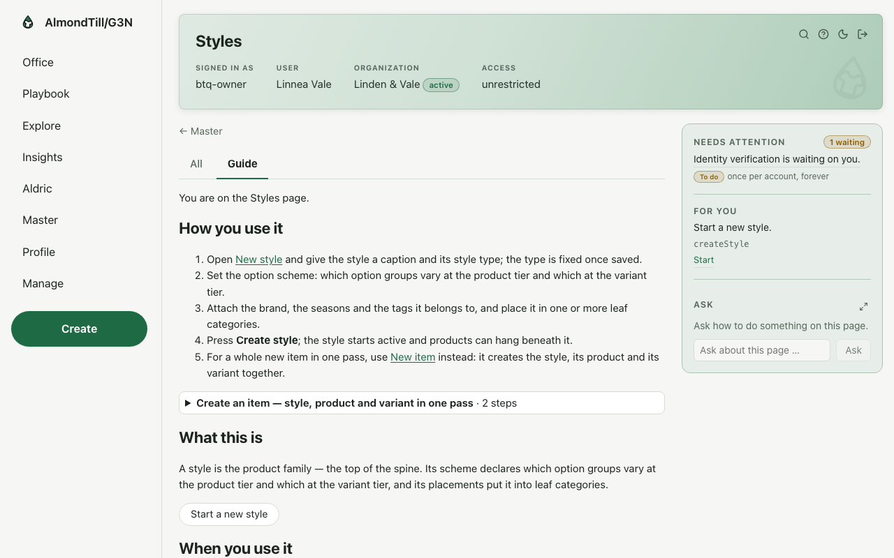 The Guide on the Styles page — /styles?guide=1