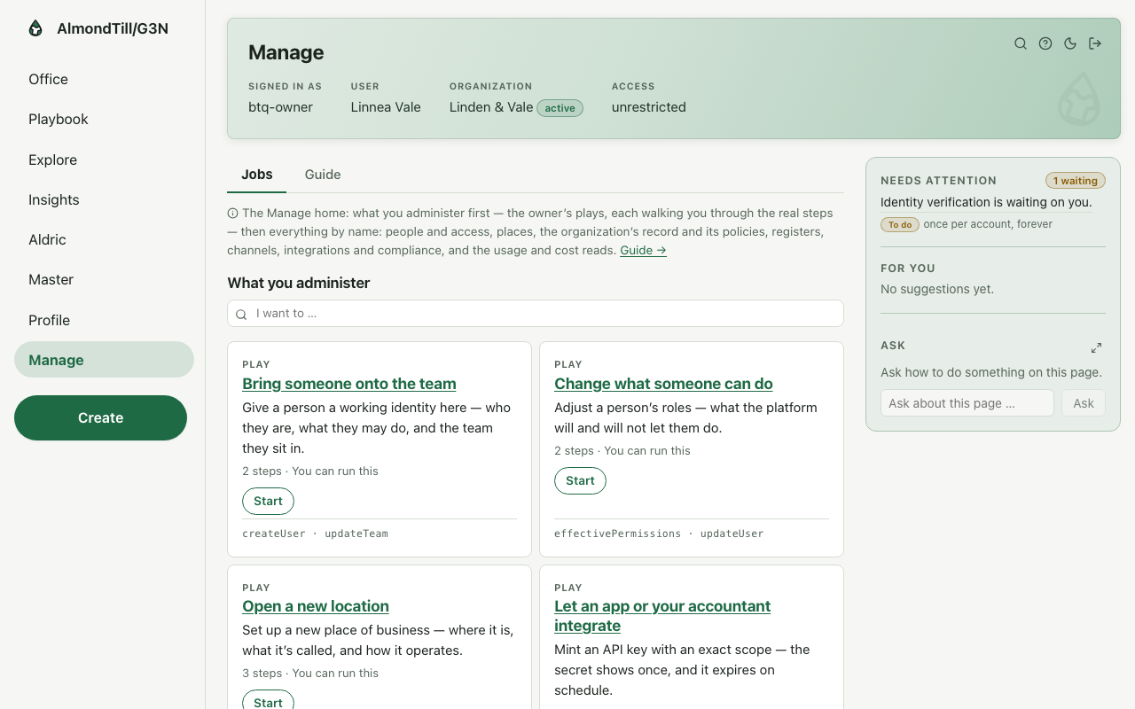 Manage — /organization