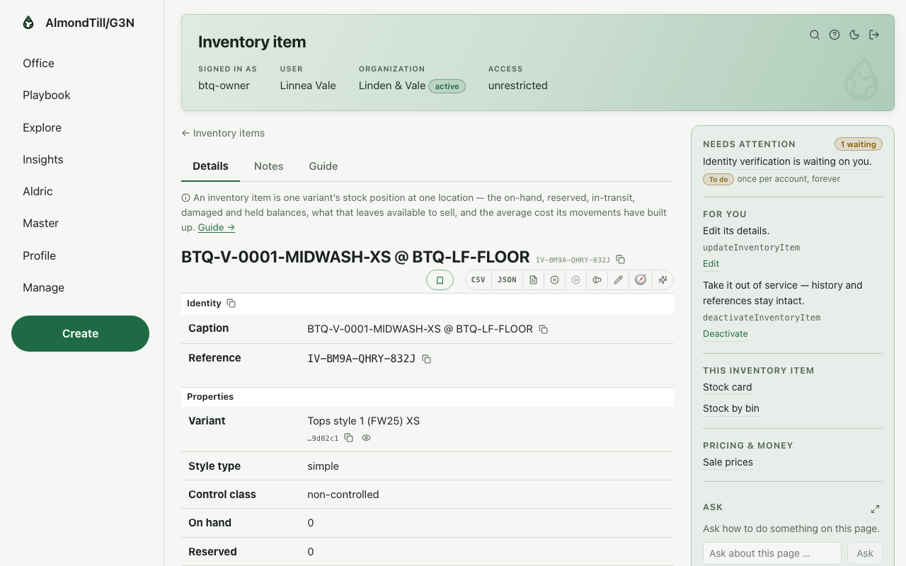 An inventory item’s page — /inventory-items/{id:InventoryItem}
