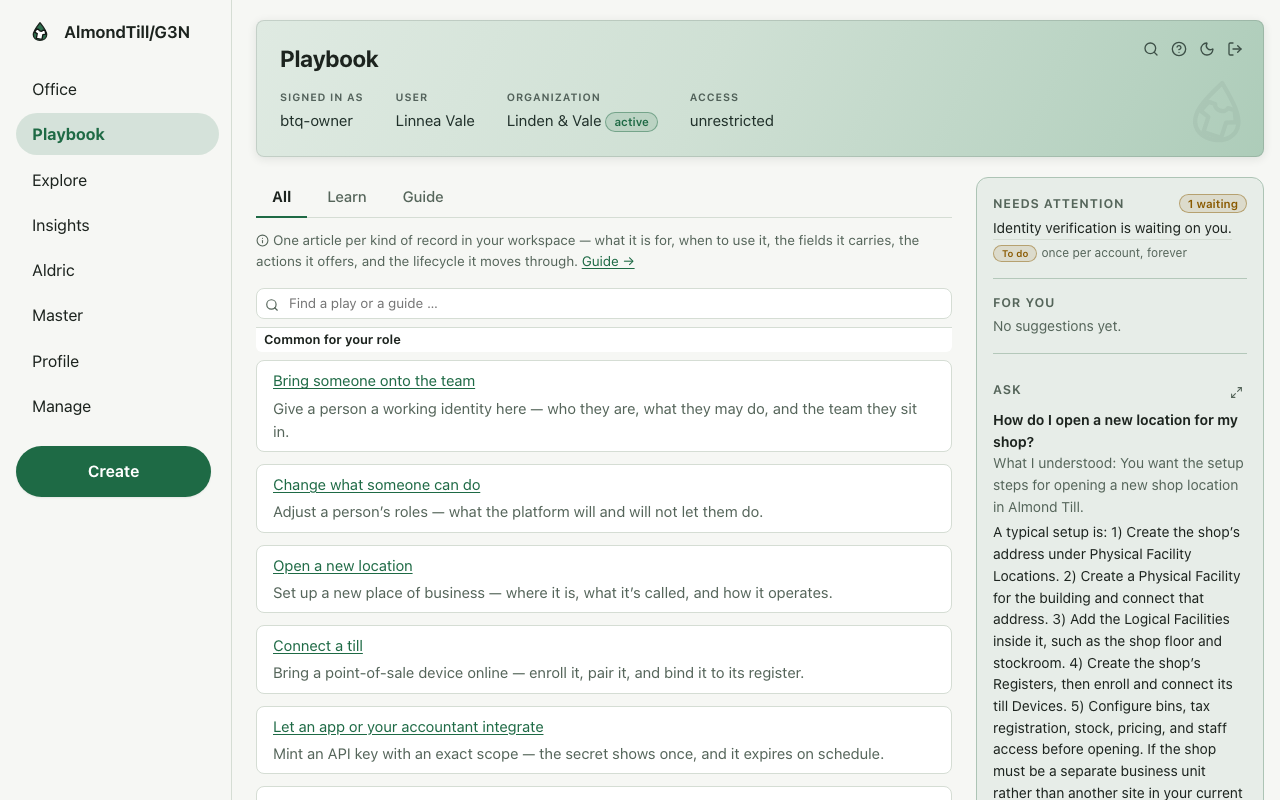 Ask on the Playbook page — /playbook