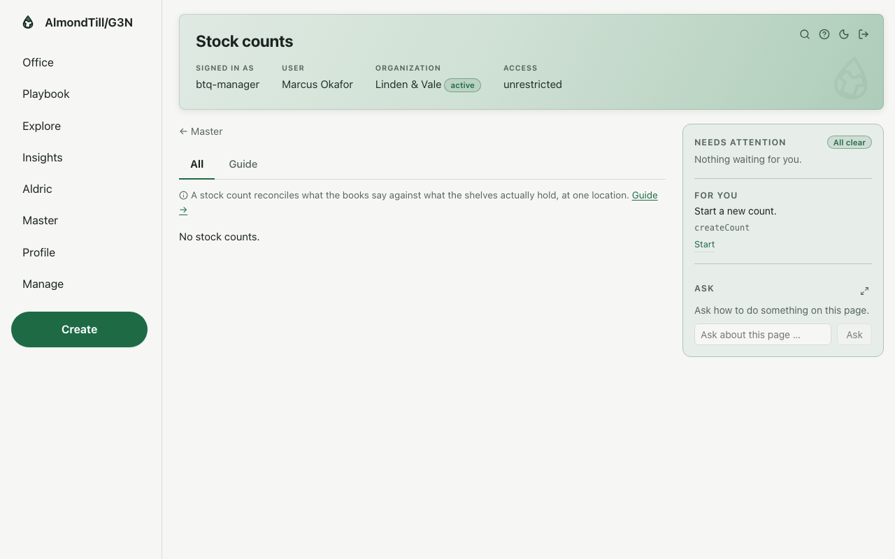 Stock counts — /counts