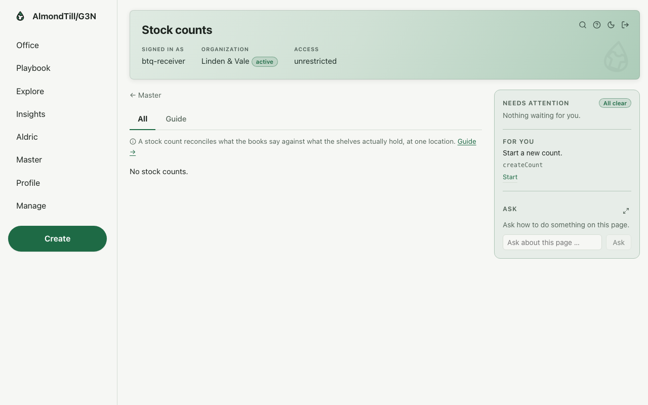 Stock counts — /counts