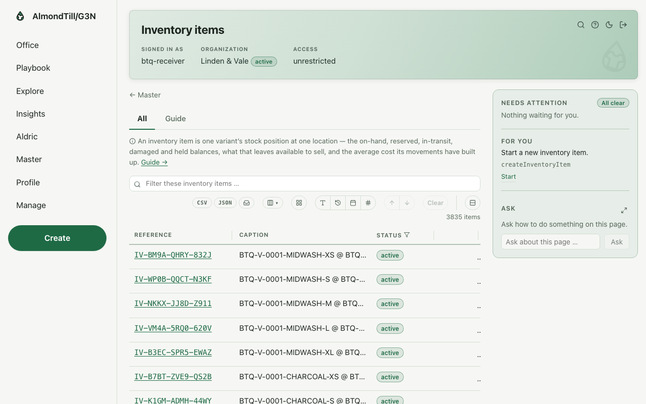 Inventory items — /inventory-items