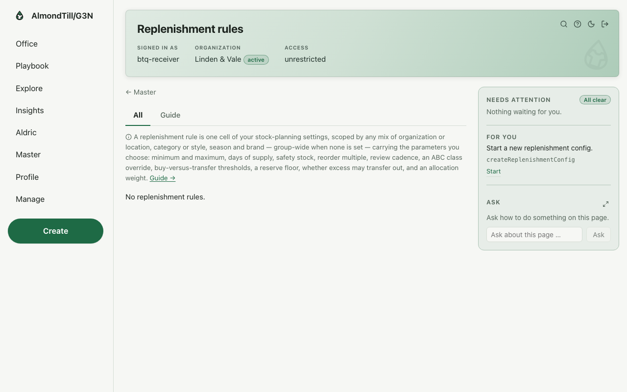 Replenishment rules — /replenishment-configs