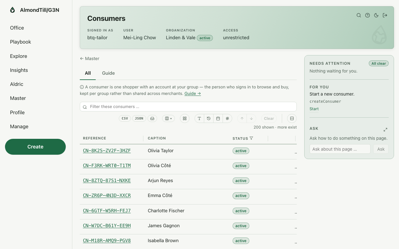 Consumers — /consumers